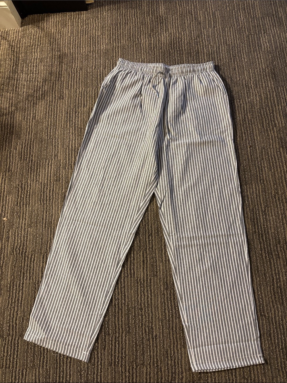 Women's Striped Elastic-Waist Pants - grey/White